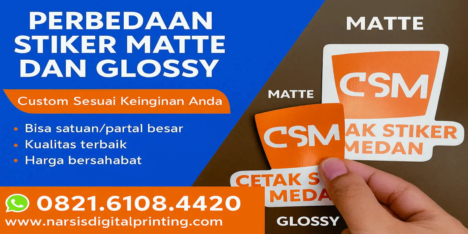 Perbedaan stiker mat.