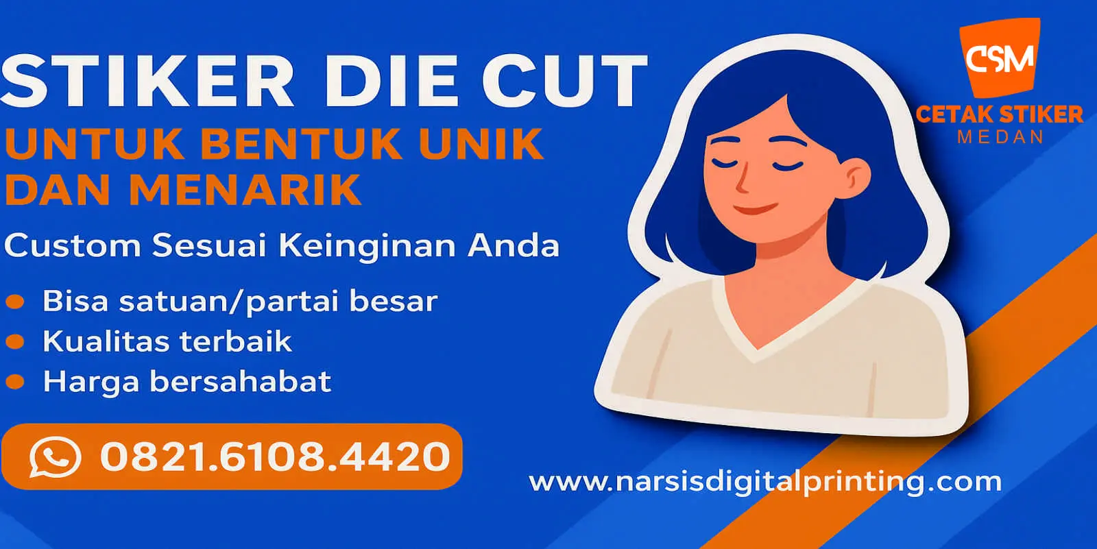 Stiker die cut untuk bentuk unik dan menarik