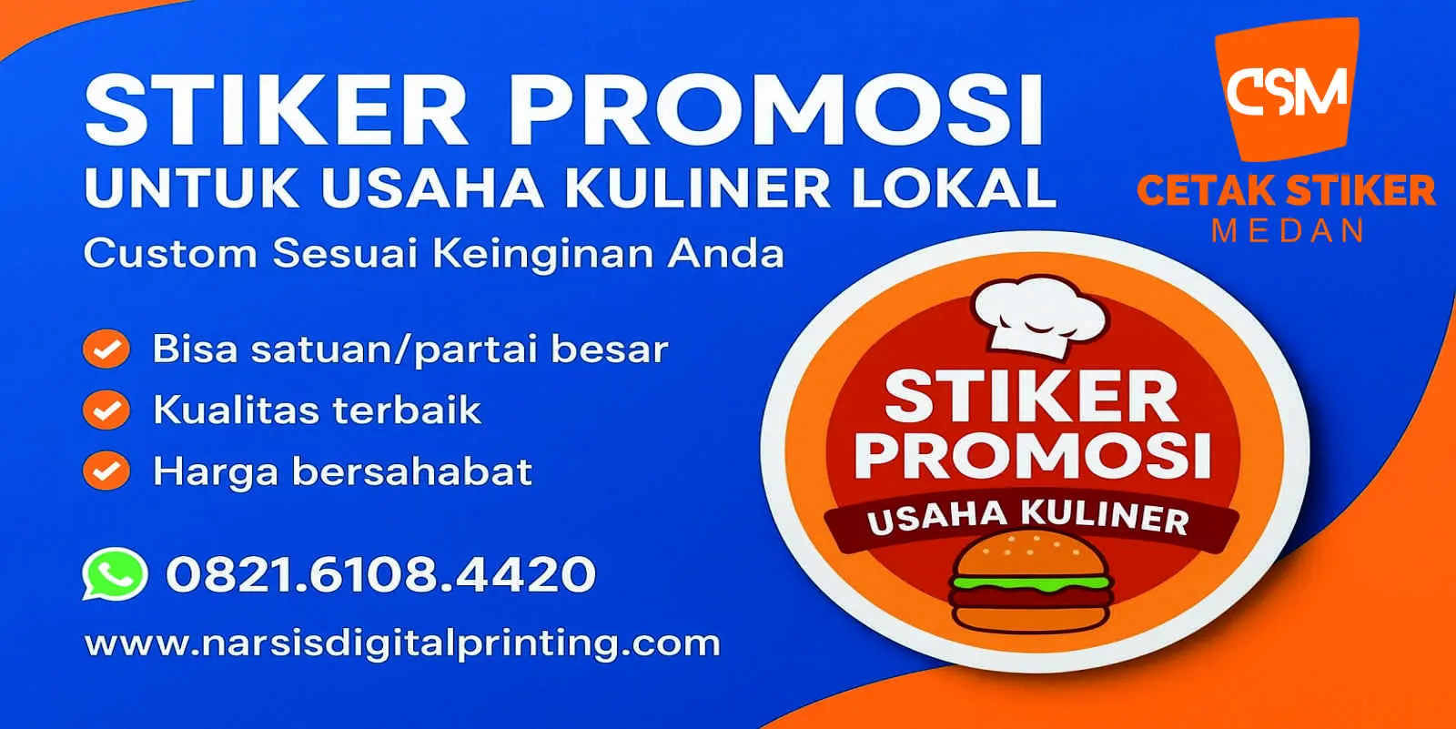 Stiker promosi untuk usaha kuliner lokal