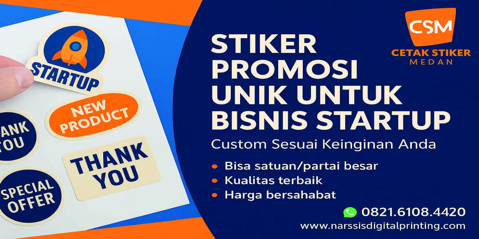 Stiker promosi unik untuk bisnis startup