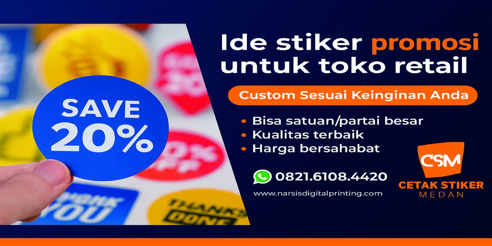 Ide stiker promosi untuk toko retail