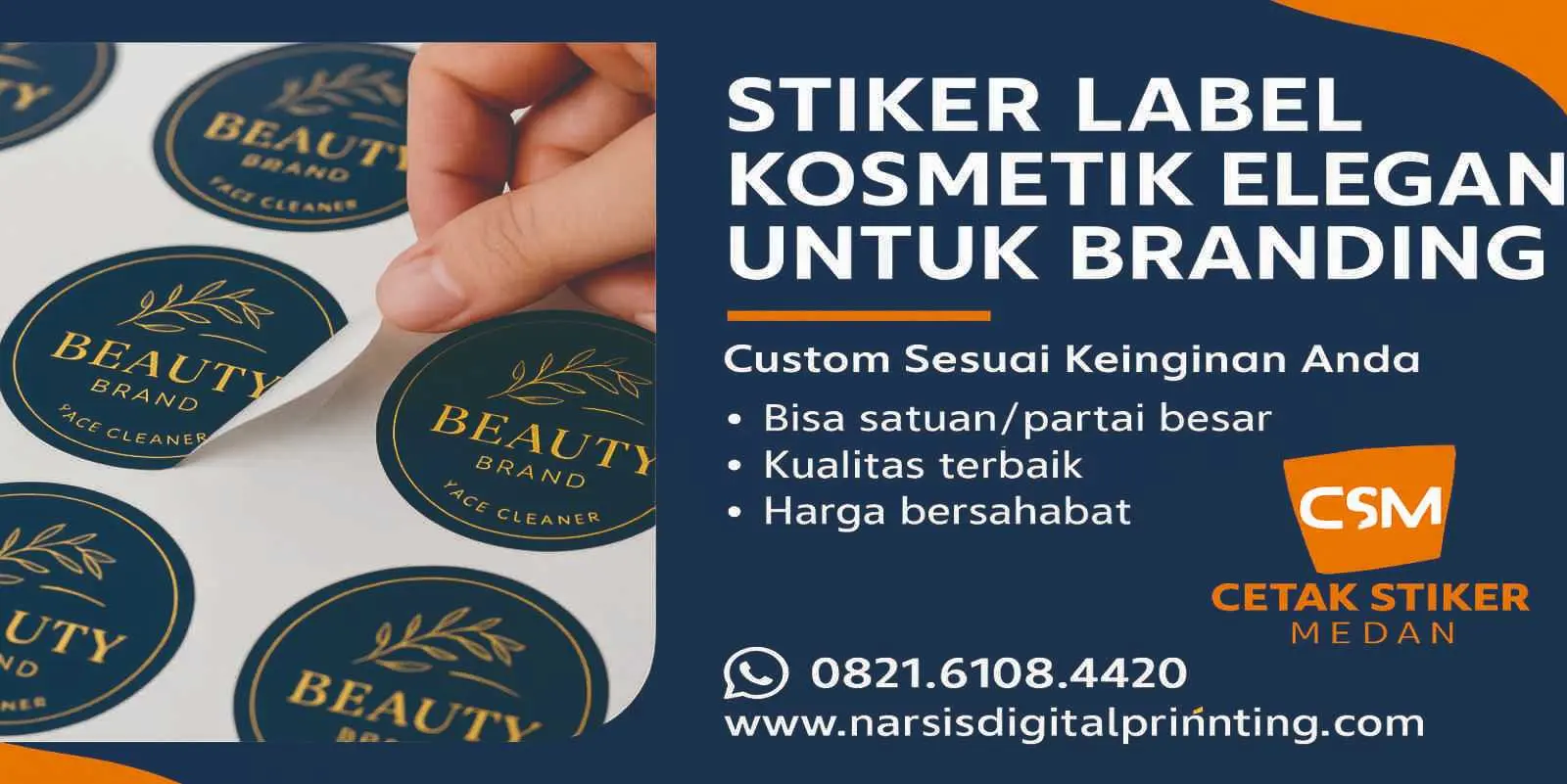 Stiker label kosmetik elegan untuk branding