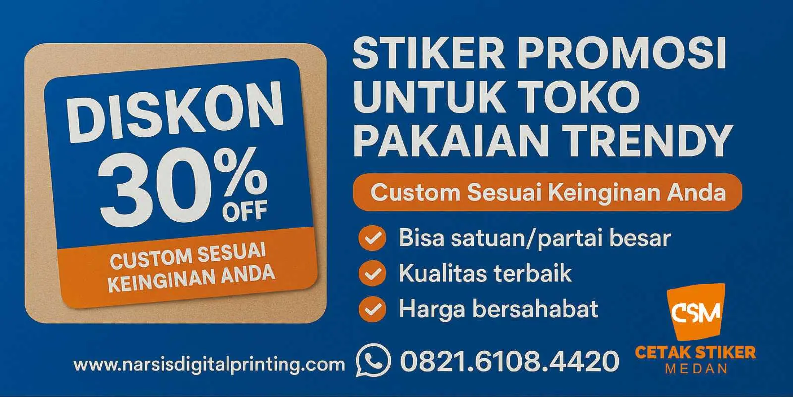 Stiker promosi untuk toko pakaian trendy