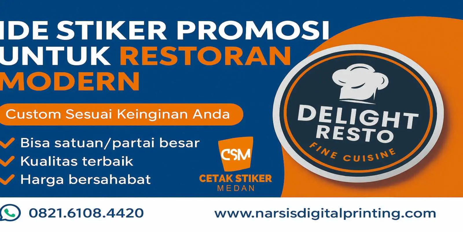 Ide stiker promosi untuk restoran modern