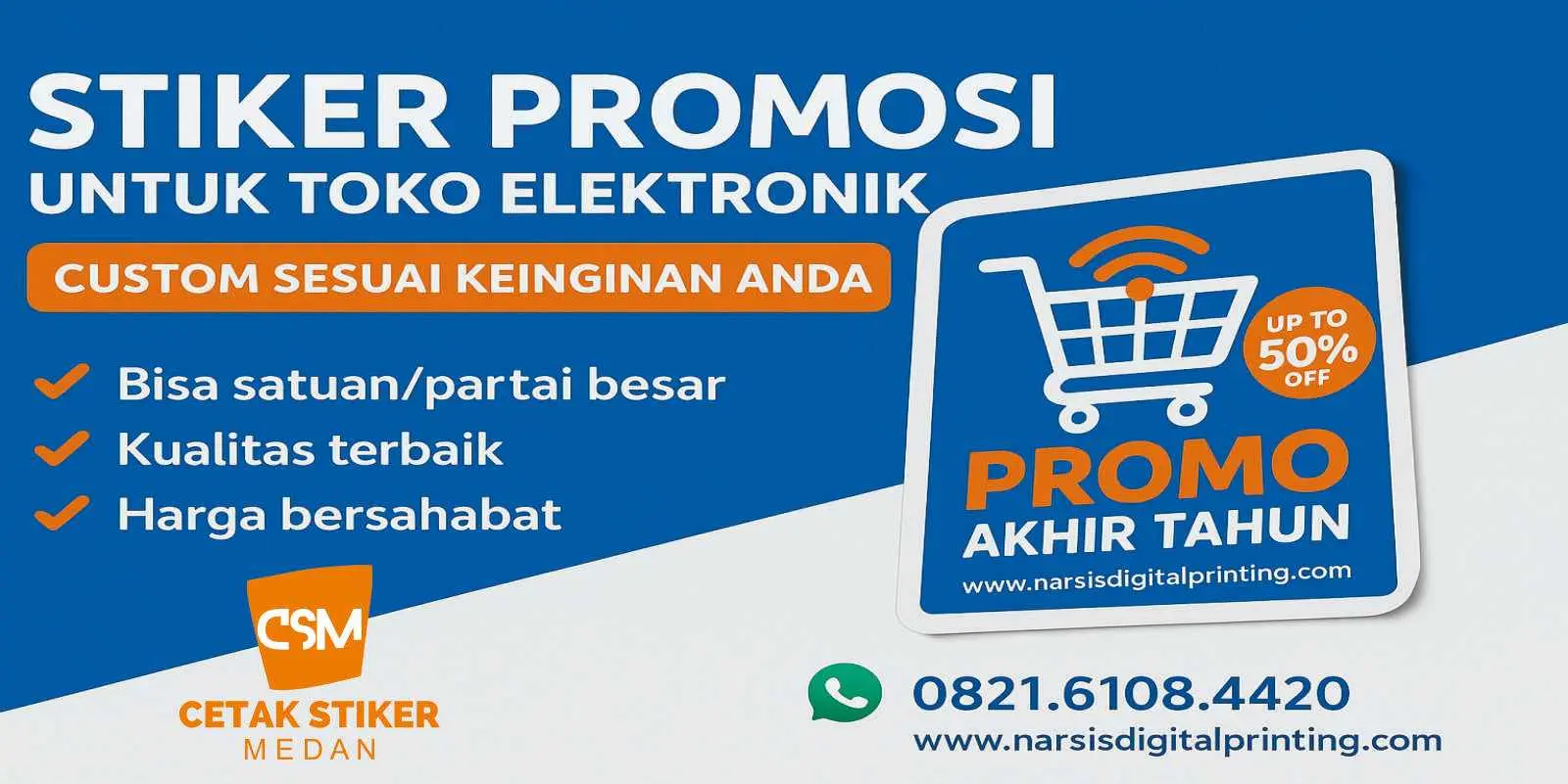 Stiker promosi untuk toko elektronik