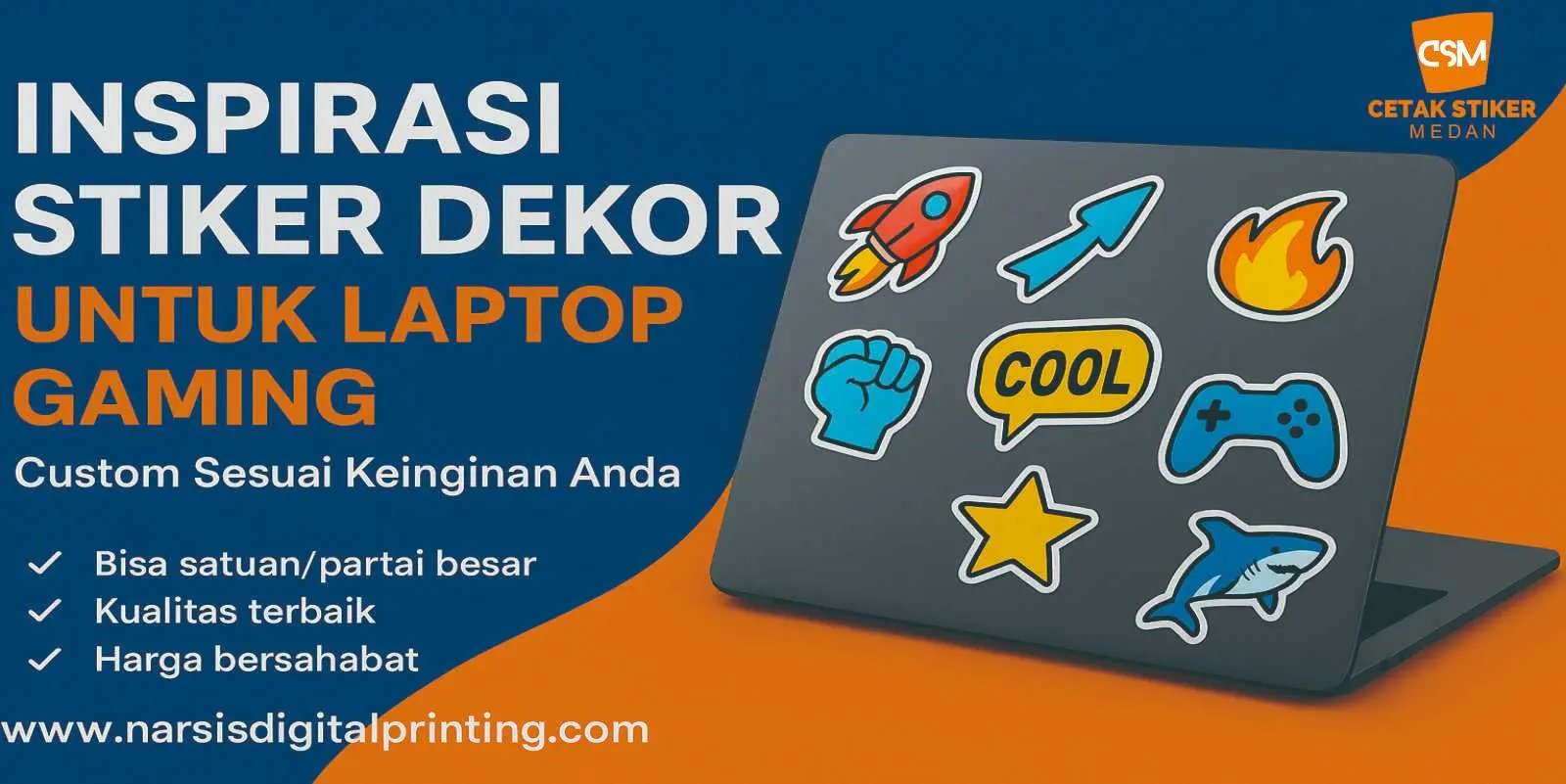 Inspirasi stiker dekorasi untuk laptop gaming