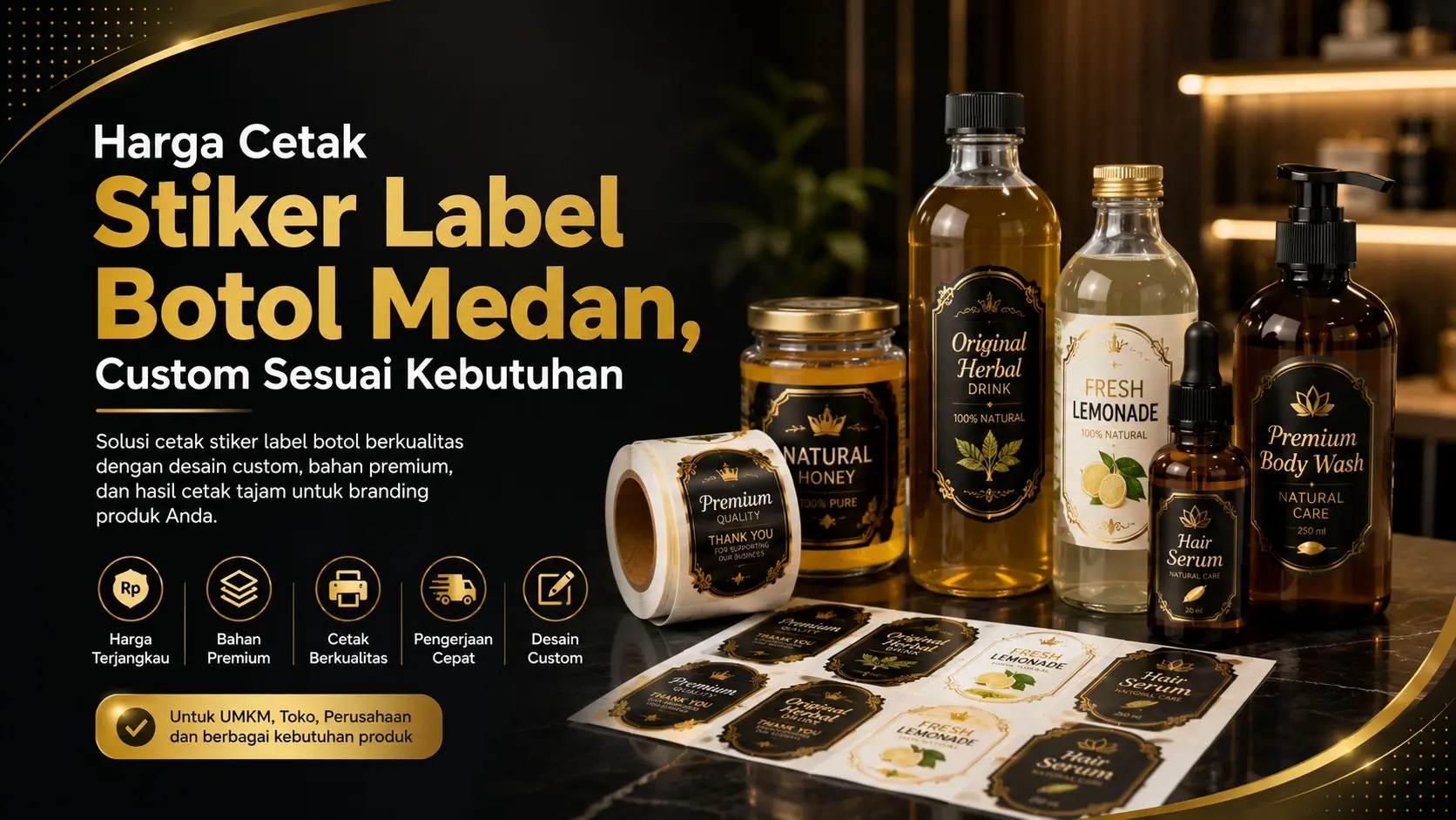 Harga Cetak Stiker Label Botol Medan, Custom Sesuai Kebutuhan