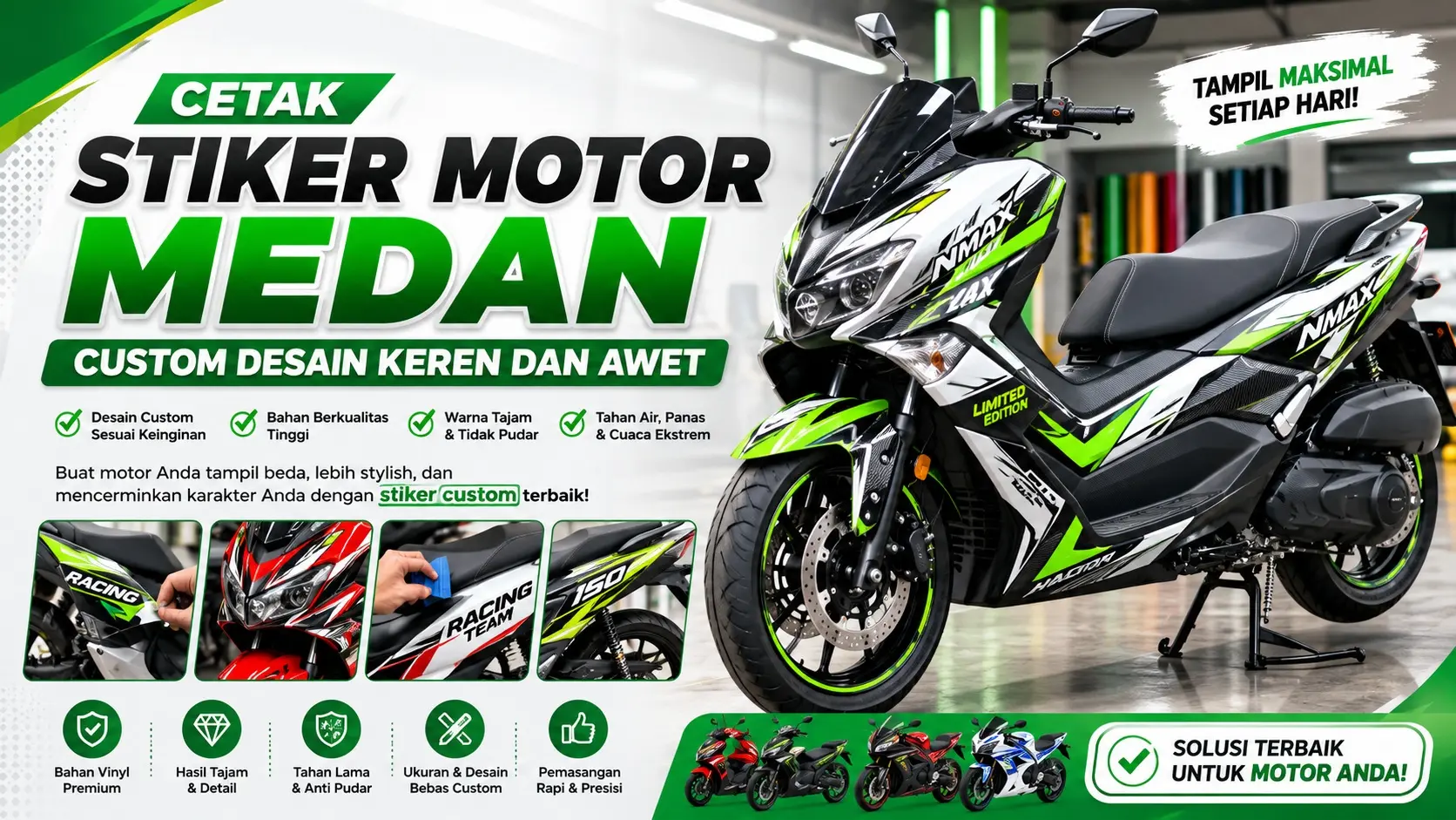 Cetak Stiker Motor Medan Custom Desain Keren dan Awet
