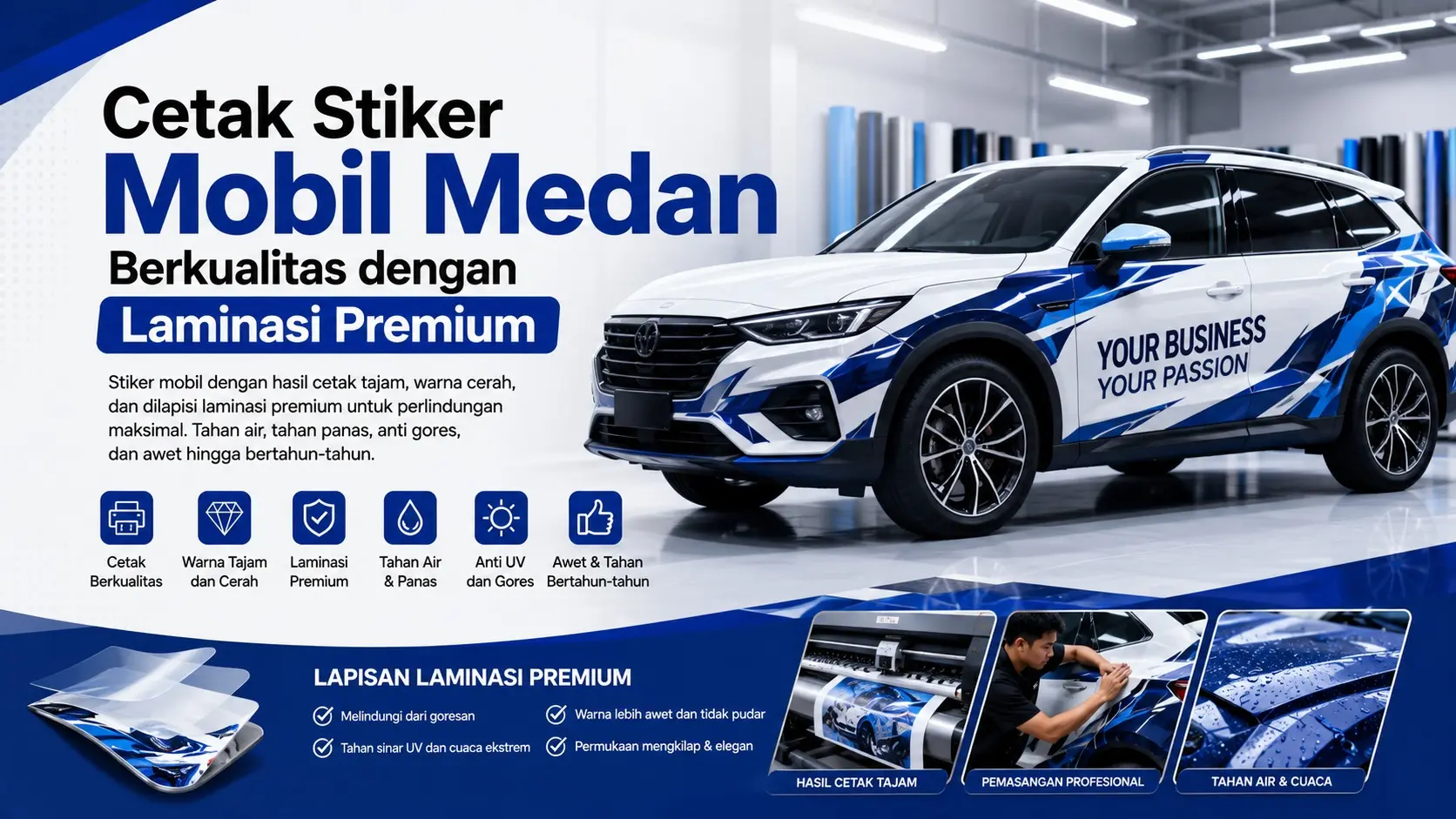 Cetak Stiker Mobil Medan Berkualitas dengan Laminasi Premium