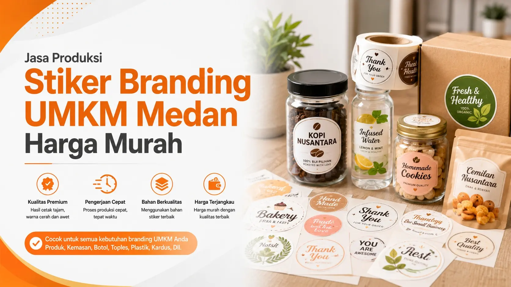 Jasa Produksi Stiker Branding UMKM Medan Harga Murah