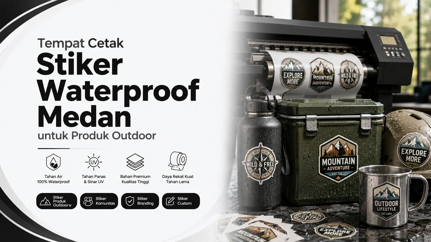 Tempat Cetak Stiker Waterproof Medan untuk Produk Outdoor