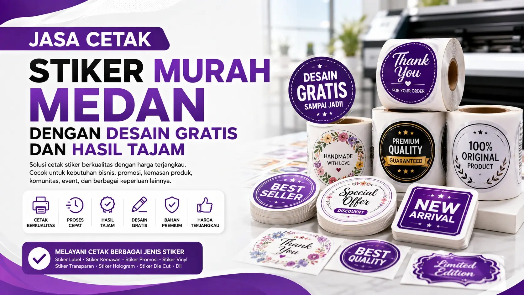 Jasa Cetak Stiker Murah Medan dengan Desain Gratis dan Hasil Tajam