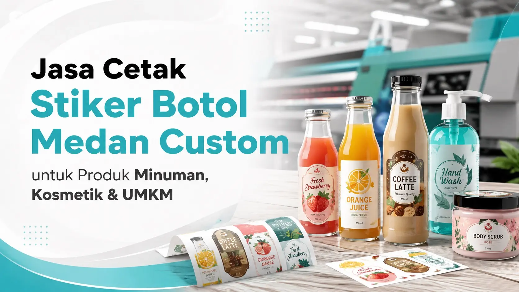 asa Cetak Stiker Botol Medan Custom untuk Produk Minuman, Kosmetik & UMKM