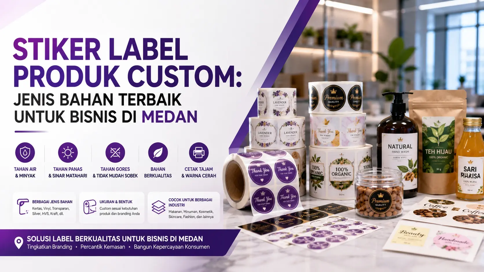 Stiker Label Produk Custom: Jenis Bahan Terbaik untuk Bisnis di Medan