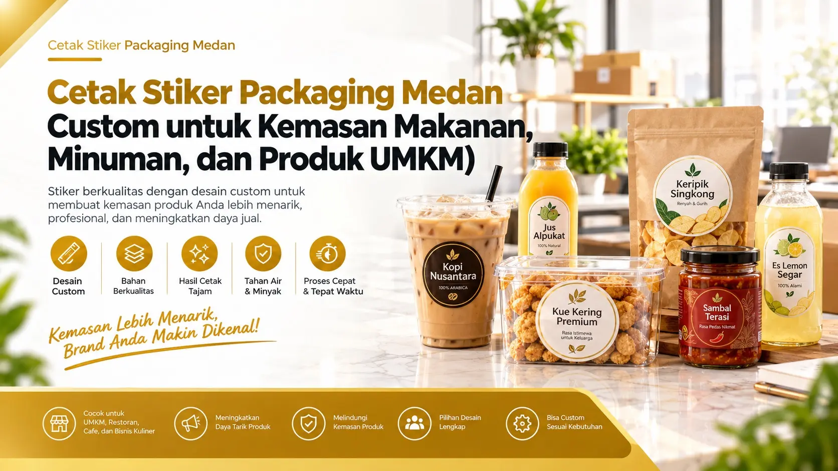 Cetak Stiker Packaging Medan Custom untuk Kemasan Makanan Minuman dan Produk UMKM