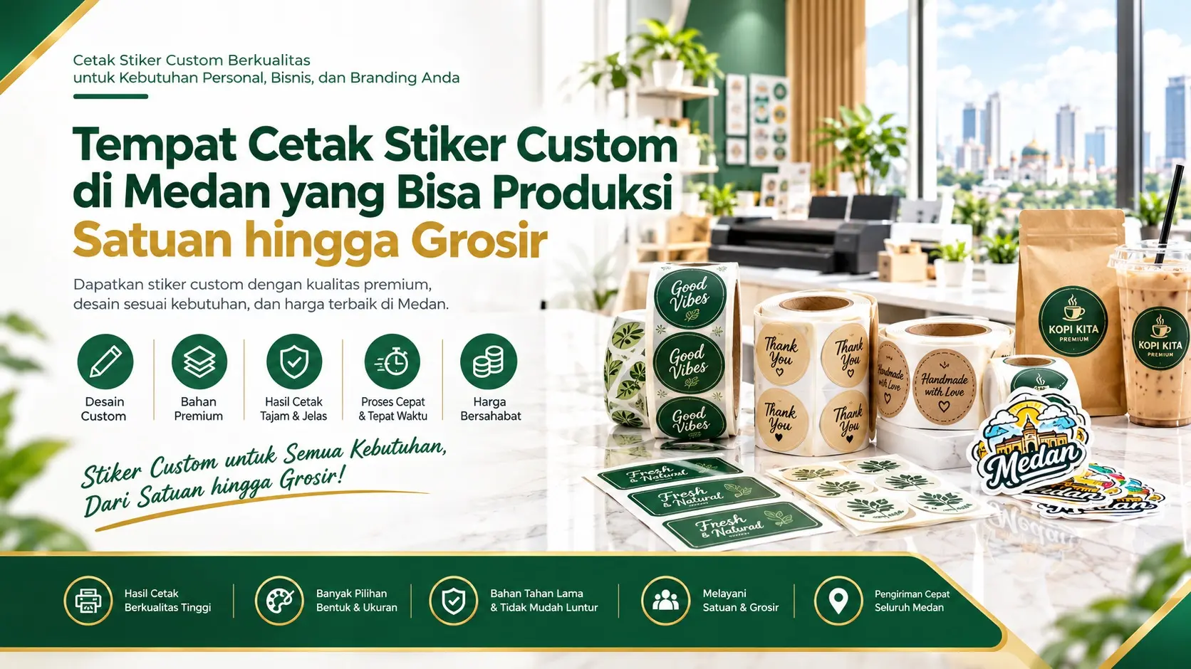 Tempat Cetak Stiker Custom di Medan yang Bisa Produksi Satuan hingga Grosir